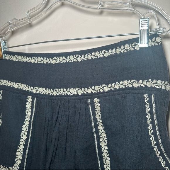 Isabel Marant Etoile Boho Embroidered Black Tribal Print Cotton Skirt Size 38 - Picture 11 of 16